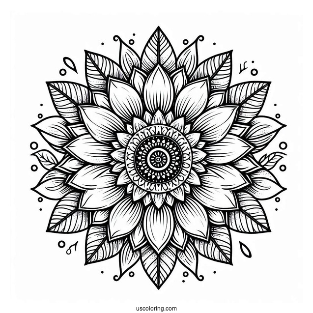Detailed Sunflower Mandala Coloring Page