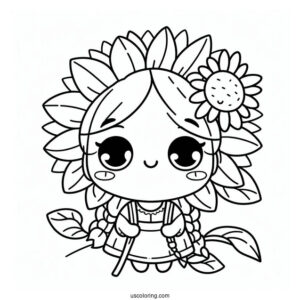 Summer Coloring Page Of Cute Summer Sunflower For Kids