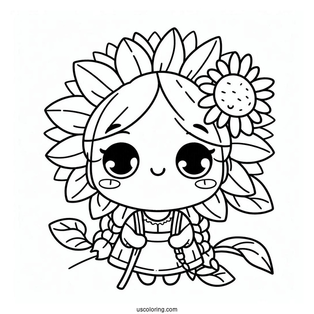 Summer Coloring Page Of Cute Summer Sunflower For Kids