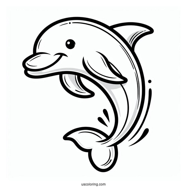 Simple Outline Of Smiling Dolphin To Color