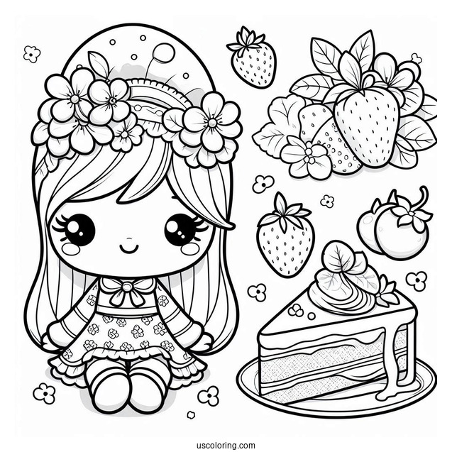 Strawberry Shortcake Coloring Page With Orange Blossom And Crepe