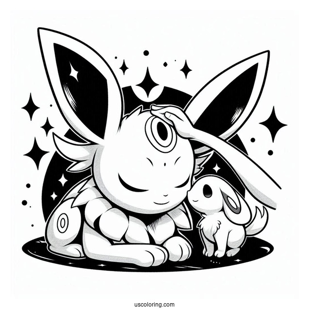Detailed Sylveon Coloring Page Rubbing Heads With Umbreon