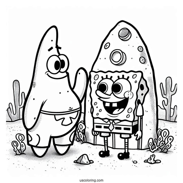 SpongeBob Saying Hello To Patrik Under His Rock
