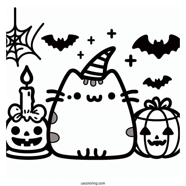 Halloween Themed Pusheen To Color