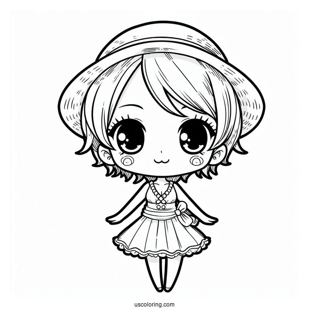 One Piece Coloring Page Of Cute Chibi Nami