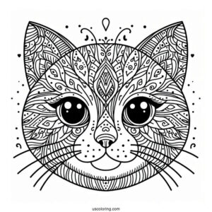 Cat Face Mandala Coloring In
