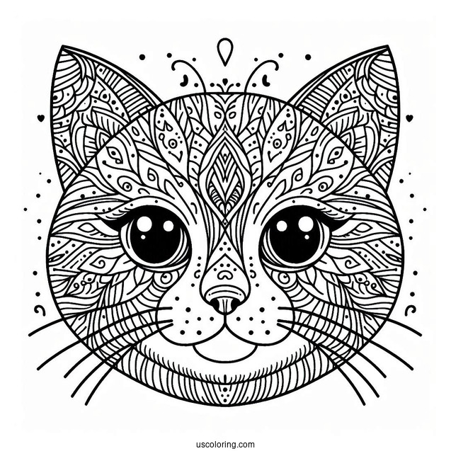 Cat Face Mandala Coloring In