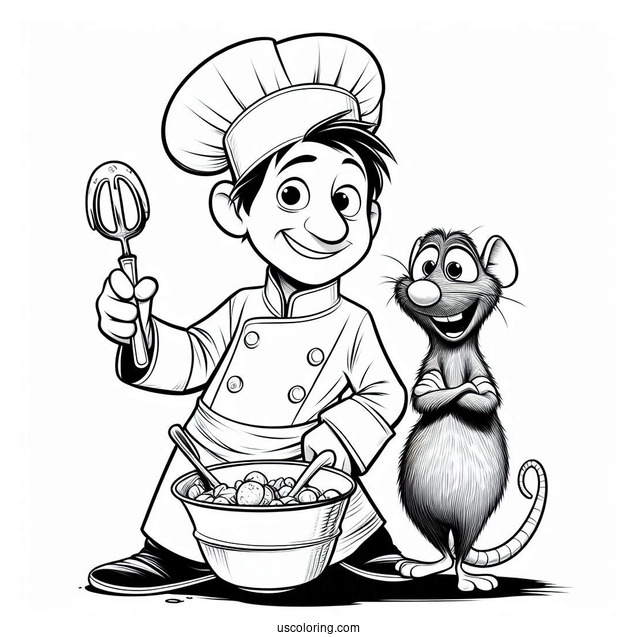 Pixar Coloring Page of Alfredo And Remy From Ratatouille