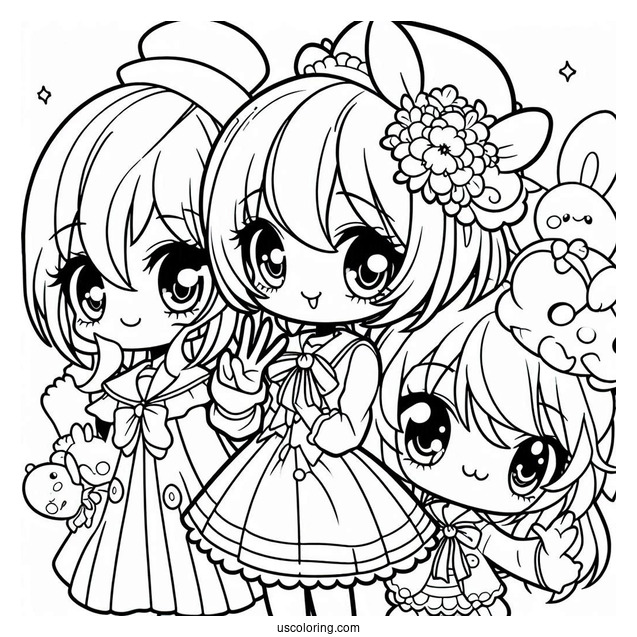 My Melody Coloring Page With Uta Yumeno And Kuromi