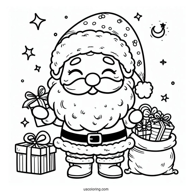 Super Easy Outline Of Santa To Color For Toddlers