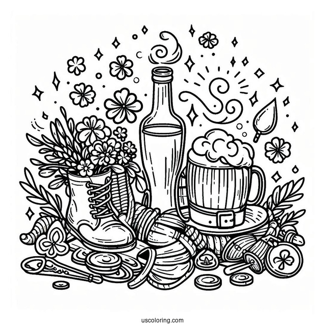 Celebratory Happy St Patrick_s Day Coloring Page
