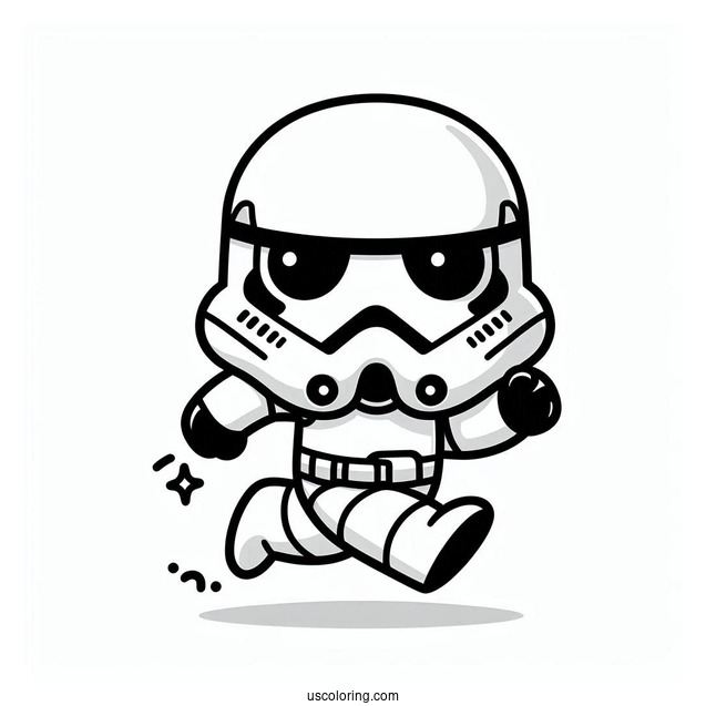 Cute Chibi Stormtrooper Coloring Page Running For Preschoolers