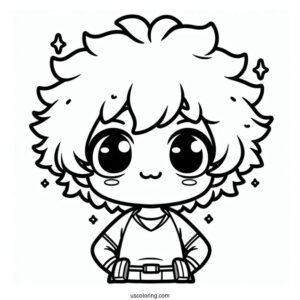 Kawaii Deku Coloring Page For Kids