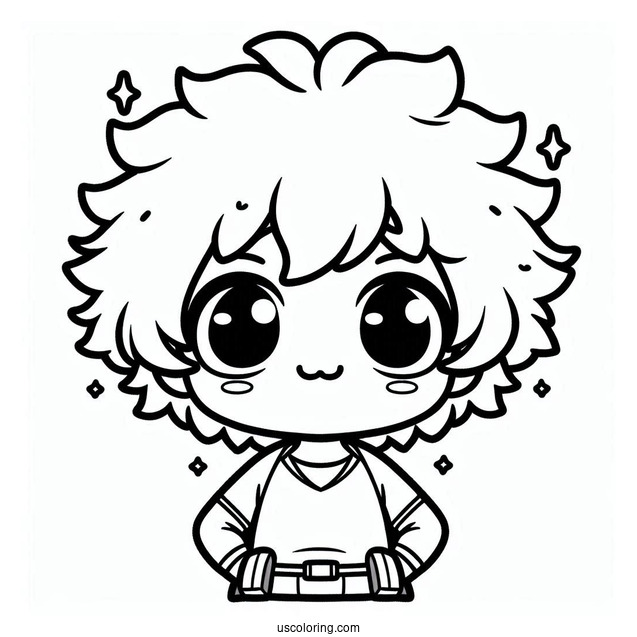 Kawaii Deku Coloring Page For Kids