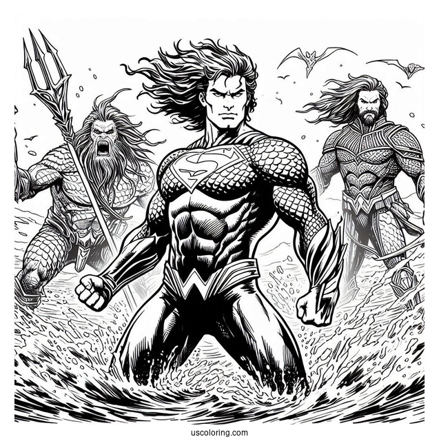 Aquaman Coloring Page Leading The Justice League