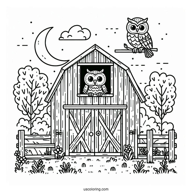 Barn Own To Color