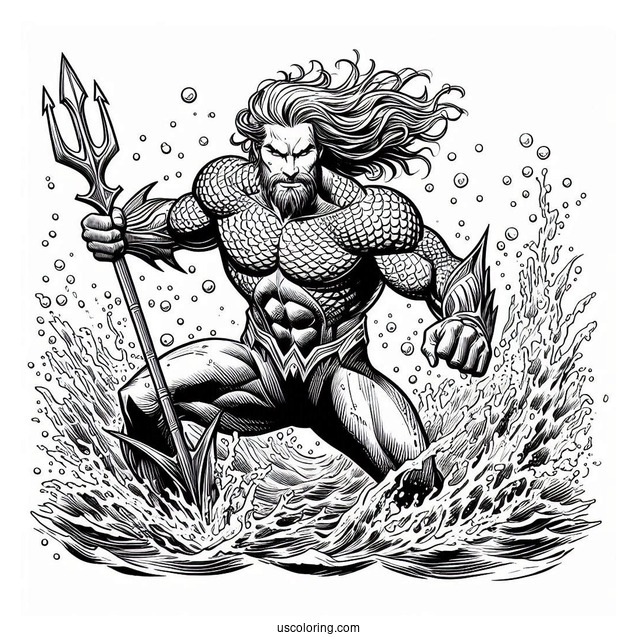 Mighty Aquaman Coloring Page Out Of The Water