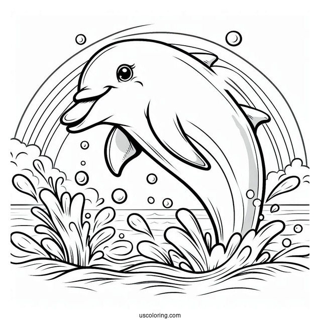 Smiling Dolphin Splashing In Water