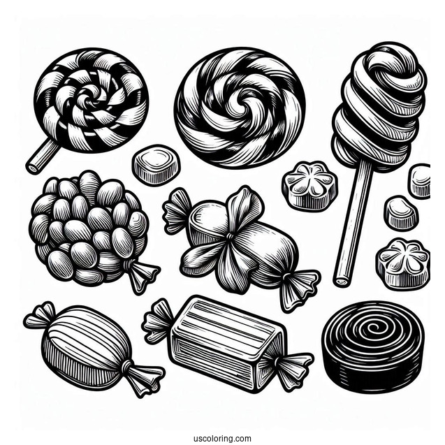 Assorted Licorice Coloring Page