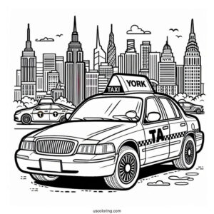 New York Coloring Page Of Taxi For Preschoolers
