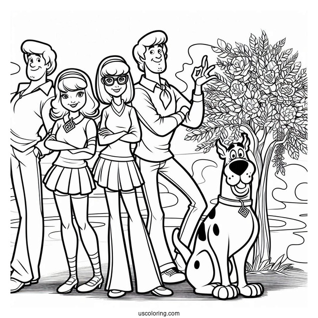 The Scooby Gang Coloring Page For Kids