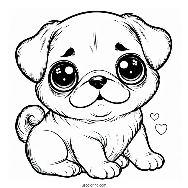 Pug With Cute Puppy Eyes To Color
