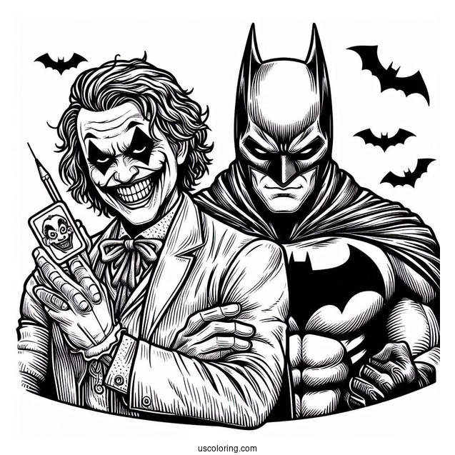 Detailed Joker Vs Batman Coloring For Adults