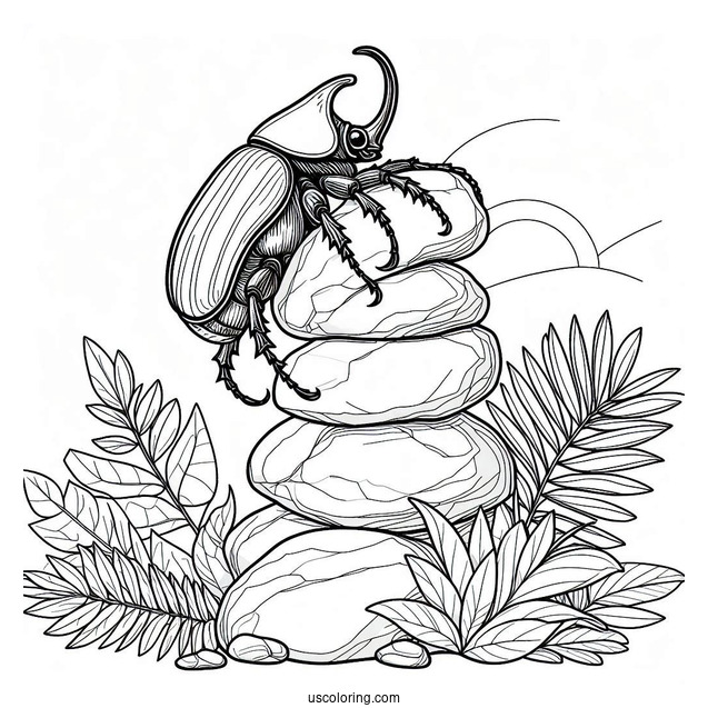 Hercules Beetle Coloring Page Climbing Rock