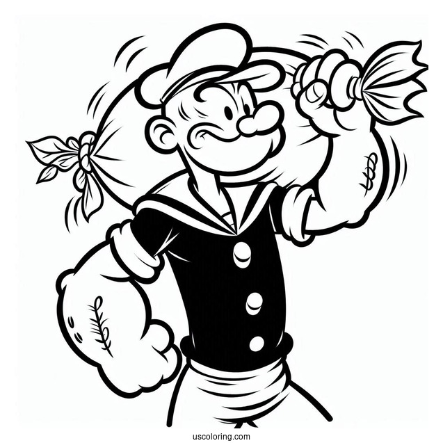 Popeye Coloring Page The Sailor Man Carrying Olive Oyl On His Shoulder