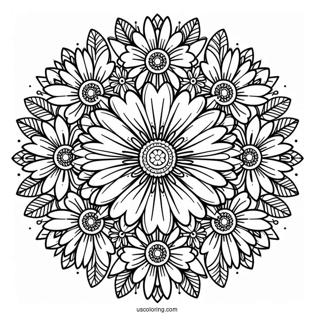 Massive Daisy Spring Mandala Coloring Page For Kids