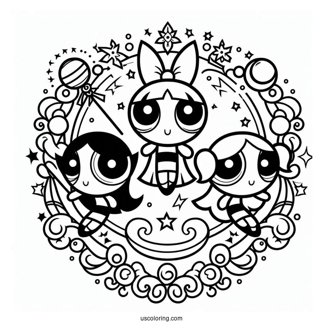Powerpuff Girls Coloring Page With Logo