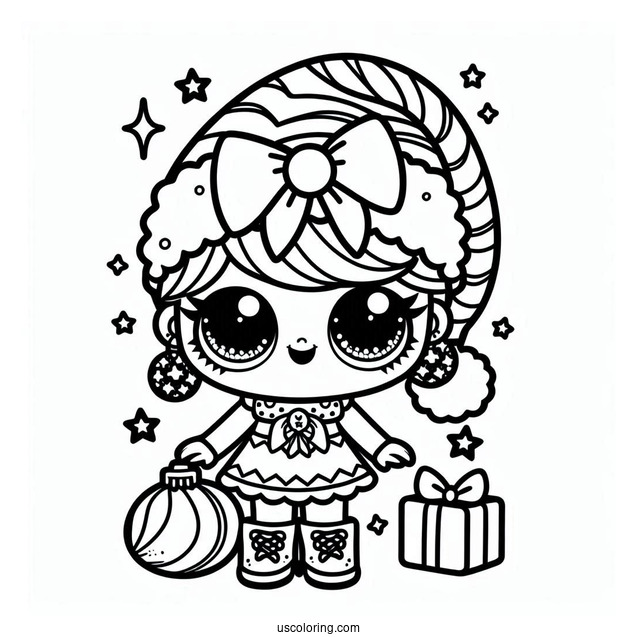 Christmas Themed LOL Surprise Coloring Page