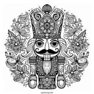 Elaborate Nutcracker Coloring Page Mandala