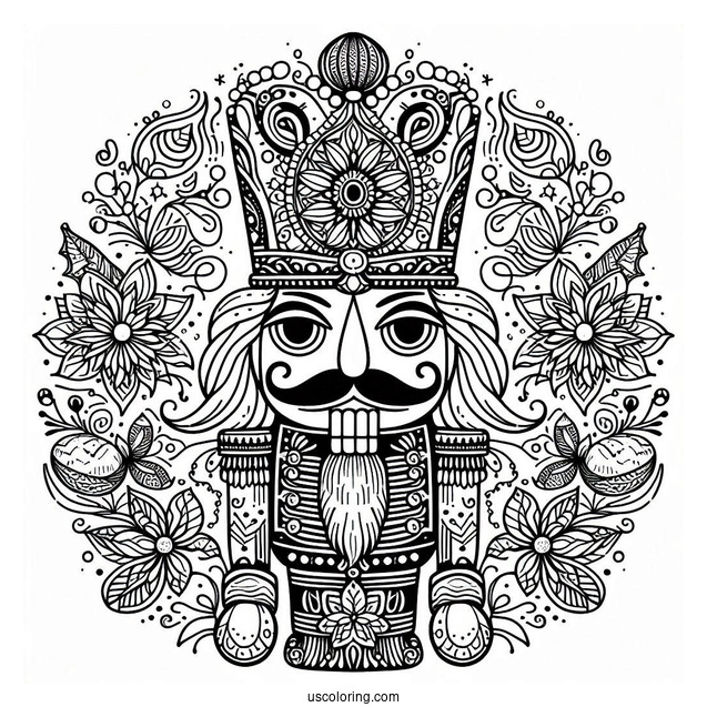 Elaborate Nutcracker Coloring Page Mandala