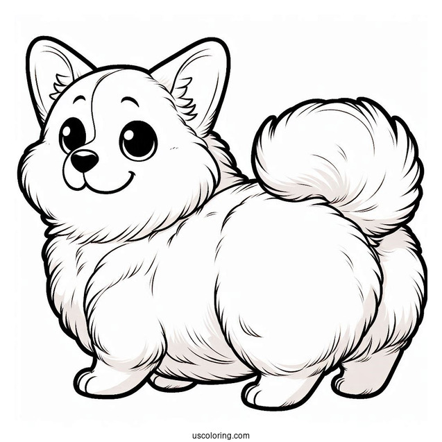 Fluffy Corgi Coloring Page Butt For Preschoolers