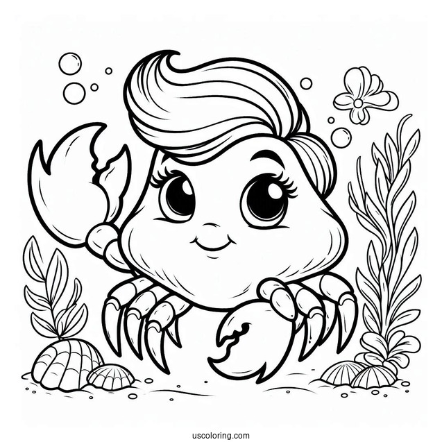 Sebastian The Crab Coloring Page From Little Mermaid For Kids