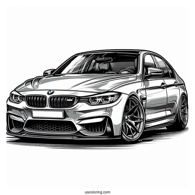 Detailed E92 BMW Coloring Page