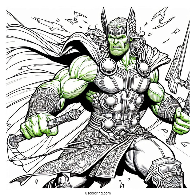 Hulk Coloring Page Attacking Thor For Kids