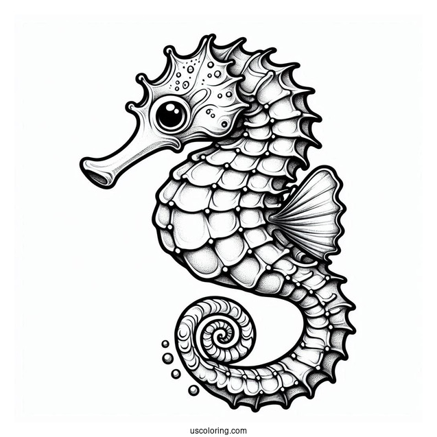 Realistic Looking Seahorse To Color