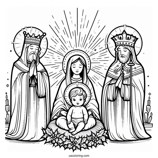 Baby Jesus With Virgin Mary And Three Kings