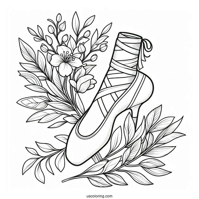 Ballerina Dance Shoes Coloring Sheet