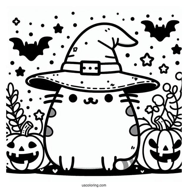 Halloween Themed Pusheen To Color