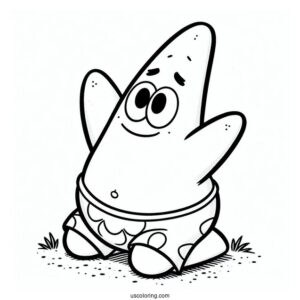 Patrick Star Coloring Page Kneeling On The Ground