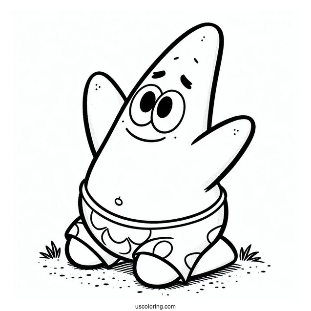 Patrick Star Coloring Page Kneeling On The Ground