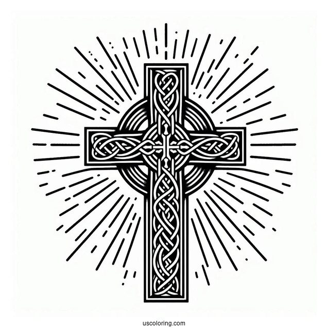 Celtic Cross With Beams From Heaven Coloring
