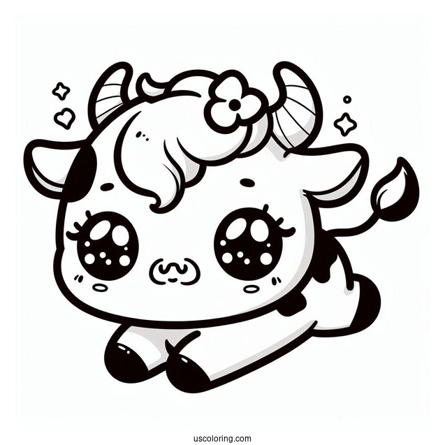 Cute Kawaii Cow Coloring Page