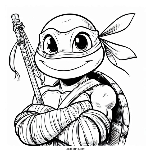 Ninja Turtles Coloring Page Of Young Donatello Smiling