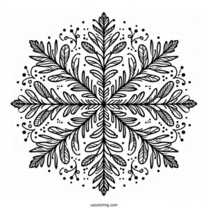 Simple Fernlike Snowflake Coloring Page