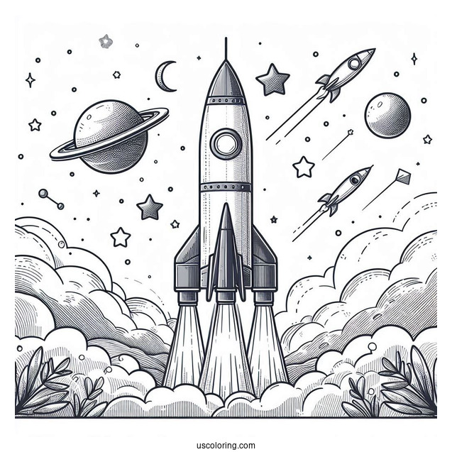 Discovery Rocket Launching To Color