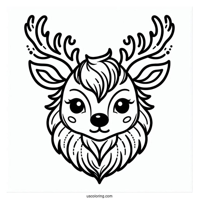 Simple Outline Of a Reindeer Face